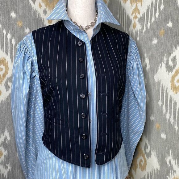 Ralph Lauren Collection ~ Black Wool Pinstripe Waistcoat Gilet Vest - Picture 4 of 16